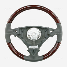 03-10 Porsche Cayenne Walnut Wood Stone Gray Leather Steering Wheel # 7L5-419-091-L-PBB