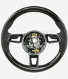 17-24 Porsche Cayman Boxster 911  Carbon Fiber Black Leather Steering Wheel # 9P1-419-091-EC-A34