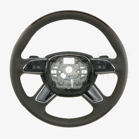 11-18 Audi A8 S8 Walnut Wood Brown Leather Steering Wheel # 4H0-419-091-AD-FIY