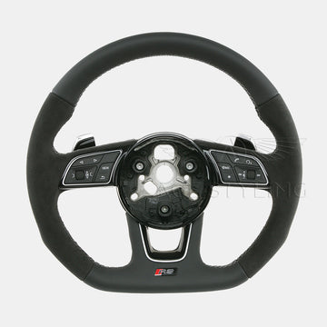Flat bottom style RS steering wheel equipped with extended gear shift paddles &amp; multimedia controls