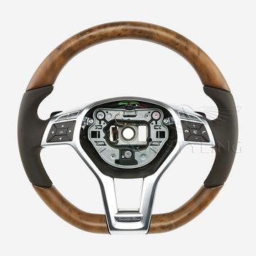 13-16 Mercedes-Benz SL400 SL550 Poplar Wood Espresso Brown Steering Wheel # 231-460-25-03-8R01