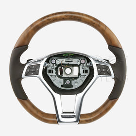 13-16 Mercedes-Benz SL400 SL550 Poplar Wood Brown Leather Steering Wheel # 231-460-21-03-8R01