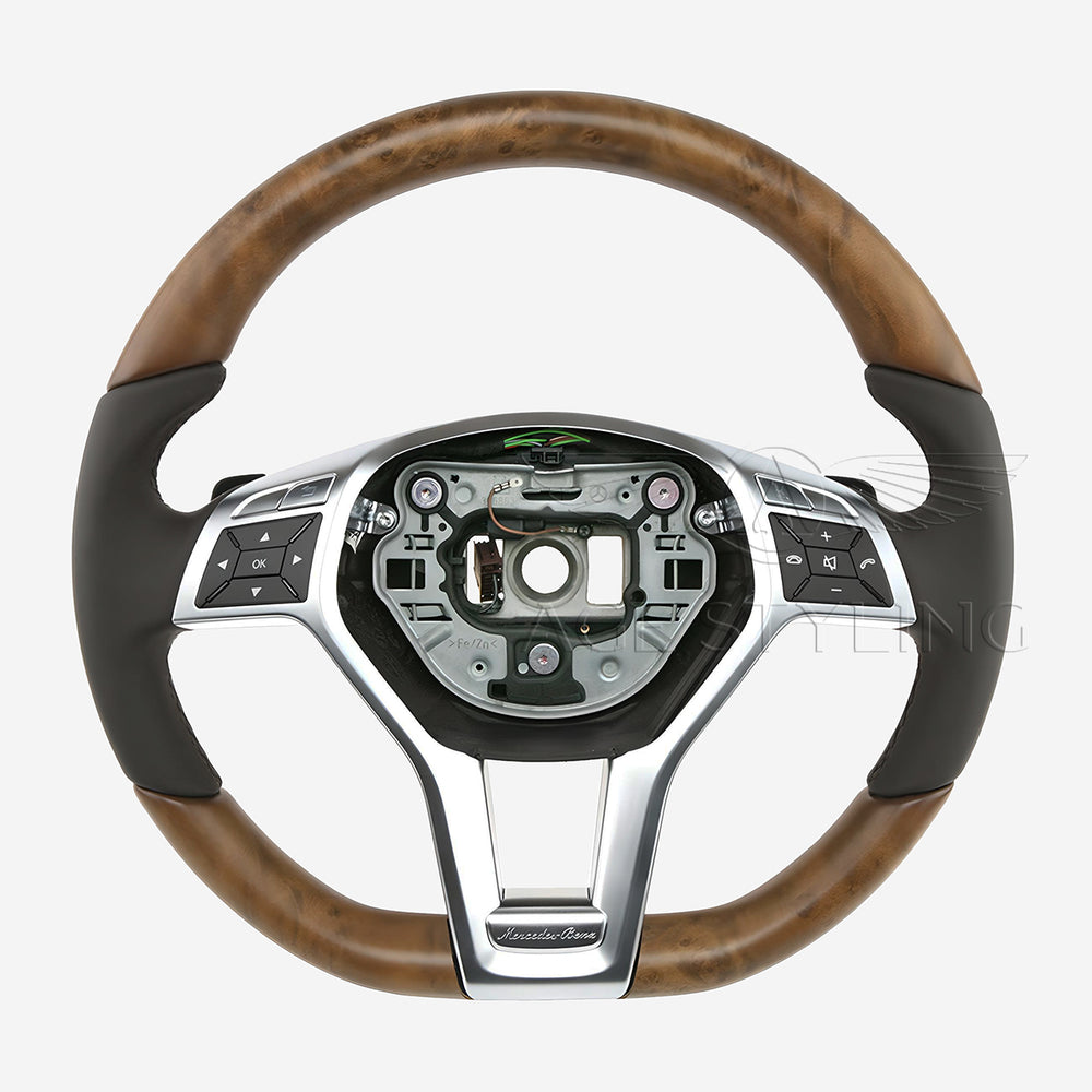 13-16 Mercedes-Benz SL400 SL550 Poplar Wood Leather Steering Wheel # 231-460-21-03-9E38