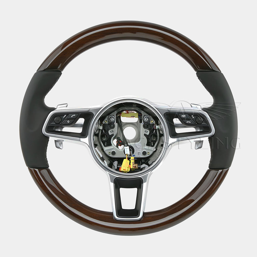 17-24 Porsche Cayman Boxster 911  Mahogany Wood Steering Wheel # 9P1-419-091-EL-A34