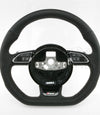 14-18 Audi RS6 Flat Bottom Punched Leather Steering Wheel # 4G0-419-091-AF-NOQ