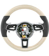 15-20 Porsche Macan White Limed Oak Wood & Leather Steering Wheel # 95B-044-400-00-A34
