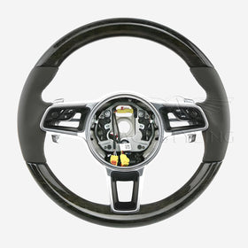 15-24 Porsche Macan Anthracite Birch Wood Gray Leather Steering Wheel # 95B-419-091-AN-OE5