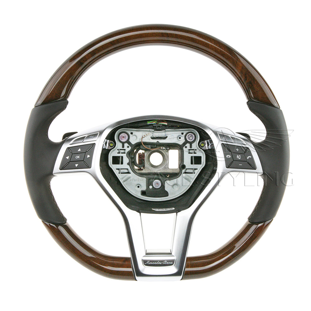 13-16 Mercedes-Benz SL400 SL500 SL550 SL63 SL65 Walnut Wood Black Leather Steering Wheel # 231-460-22-03-9E38