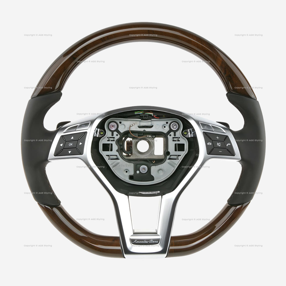 13-18 Mercedes-Benz SL400 SL550 Walnut Wood black Leather Steering Wheel # 231-460-26-03-9E38