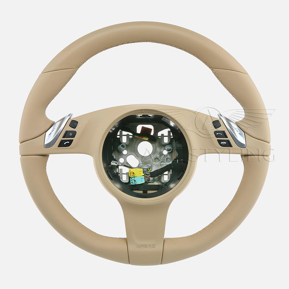 10-16 Porsche Cayenne Panamera Steering Wheel Luxor Beige Leather # 7PP-419-091-CJ-9J9