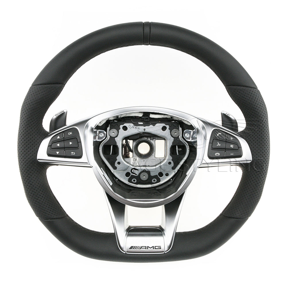 14-19 Mercedes-Benz GLE63 SL63 ML63 AMG Flat Bottom Steering Wheel # 166-460-11-18-9E38