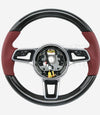 17-24 Porsche Cayman Boxster 911 Carbon Fiber Red Leather Steering Wheel # 9P1-419-091-EC-OG6