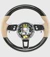 17-21 Porsche Panamera Carbon Fiber Beige Leather Steering Wheel # 971-419-091-RM-9J9