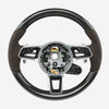 17-24 Porsche Cayman Boxster 911 Carbon Fiber Espresso Brown Leather Steering Wheel # 9P1-419-091-EM-6H6