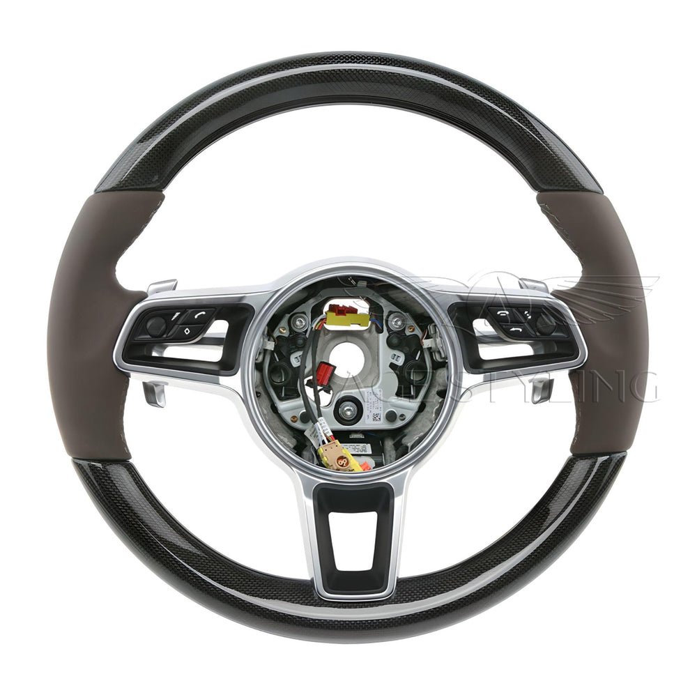 17-19 Porsche 911 Cayman Boxster Carbon Fiber Steering Wheel # 9P1-419-091-EK-OK6