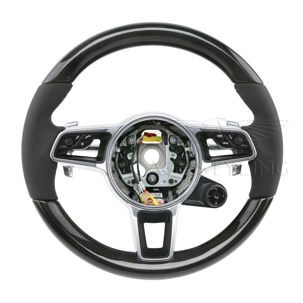 17-19 Porsche 911 Cayman Boxster Carbon Fiber Steering Wheel # 9P1-419-091-EM-A34