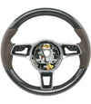 17-19 Porsche Carbon Fiber Saddle Brown Leather Steering Wheel # 9P1-419-091-EC-OK6