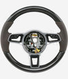 17-24 Porsche Cayman 718 Boxster 911 Carbon Fiber Saddle Brown Leather Steering Wheel # 9P1-419-091-EC-OK6