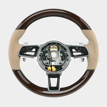 17-24 Porsche Boxster Cayman Mahogany Wood Steering Wheel Luxor # 9P1-419-091-EL-9J9