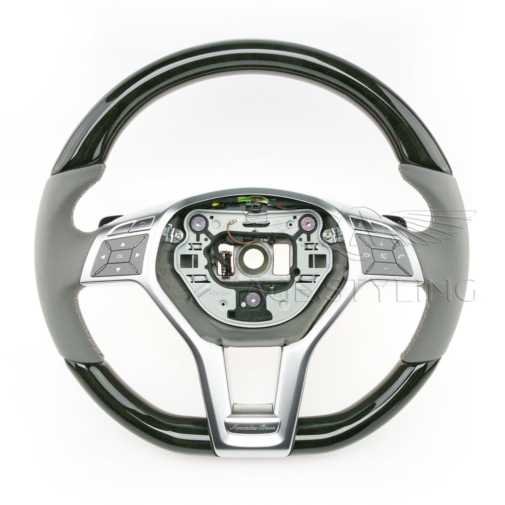 13-18 Mercedes-Benz SL400 SL550 Ash Wood Gray Leather Steering Wheel # 231-460-28-03-7K53