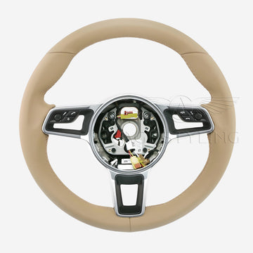 17-19 Porsche 911 Boxster Cayman Steering Wheel Luxor Beige # 9P1-419-091-LJ-9J9