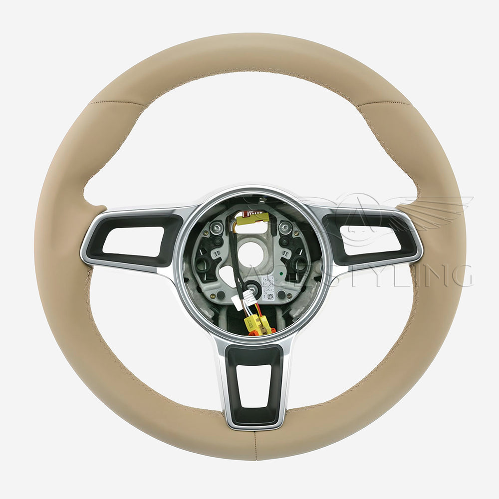 17-24 Porsche Cayman Boxster 911 Steering Wheel Luxor Beige # 9P1-419-091-DS-9J9