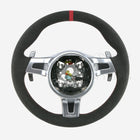 Porsche 911 Wildlederlenkrad, rot, mit Chronograph, Baujahre 2013–2016, Teilenummer: 991-347-980-22-2W0