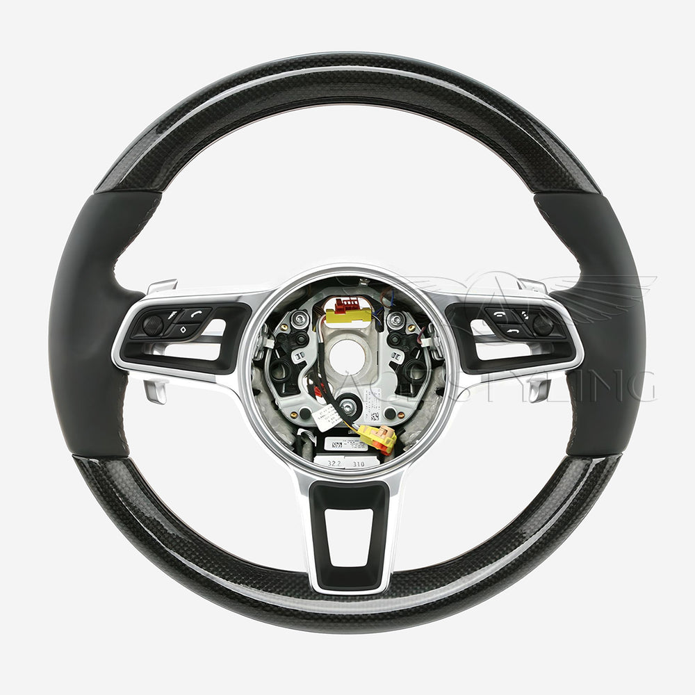 15-20 Porsche Macan Carbon Fiber PDK Black Leather Steering Wheel # 95B-419-091-AL-A34