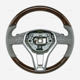 12-13 Mercedes-Benz E350 Walnut Wood Grey Leather Steering Wheel # 218-460-13-18-7K53