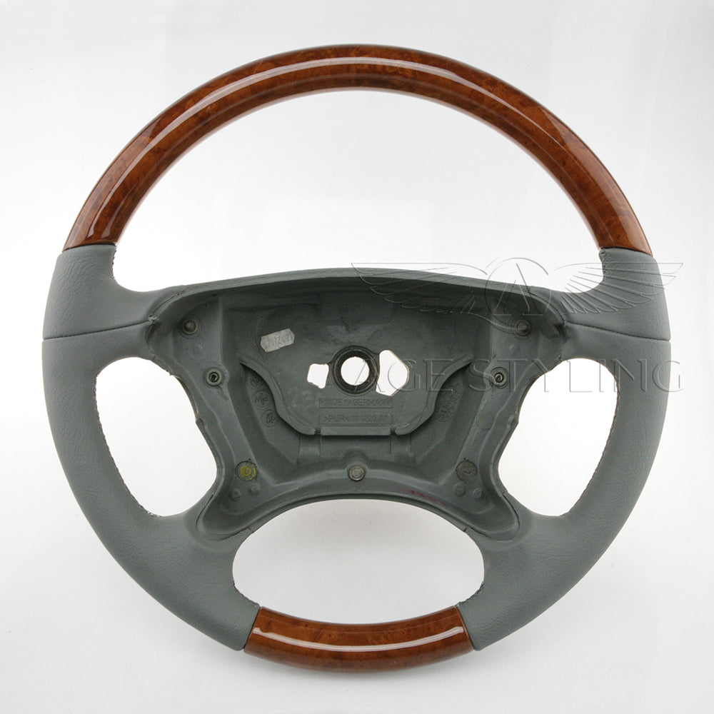 03-09 Mercedes-Benz SL500 SL600 SL63 SL65 CLK350 CLK550 CLK63 Chestnut Wood & Leather Steering Wheel # 230-460-07-03-7F07