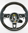 19-23 Porsche Cayenne Walnut Wood Graphite Blue Leather Steering Wheel # 9Y0-419-091-BA-OH7