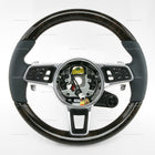 Porsche Cayenne Lenkrad, Walnussholz, Graphitblaues Leder, Baujahre 19-23, Teilenummer: 9Y0-419-091-BA-OH7