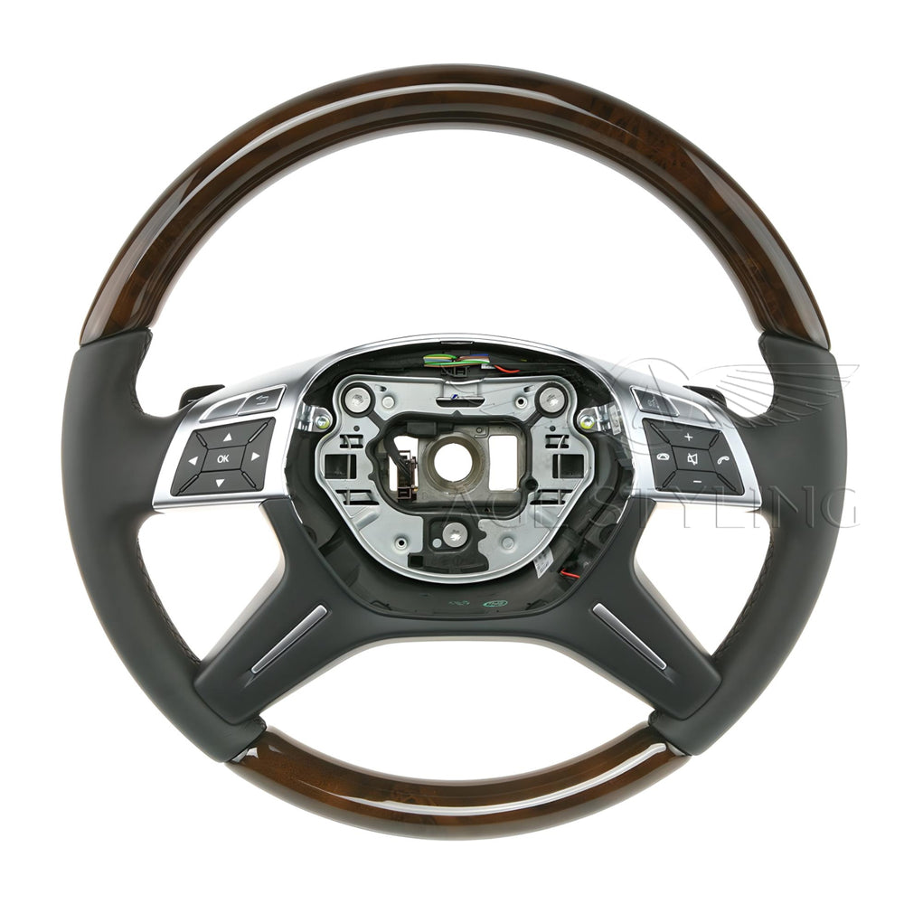 12-18 Mercedes-Benz GL350 GL450 GL550 GLE43 GLE63 AMG Walnut Wood Steering Wheel # 166-460-94-03-9E38