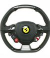 13-17 La Ferrari F12B 458 California FF Flat Bottom Carbon Fiber Black Leather Steering Wheel with Yellow Stitching# 145442