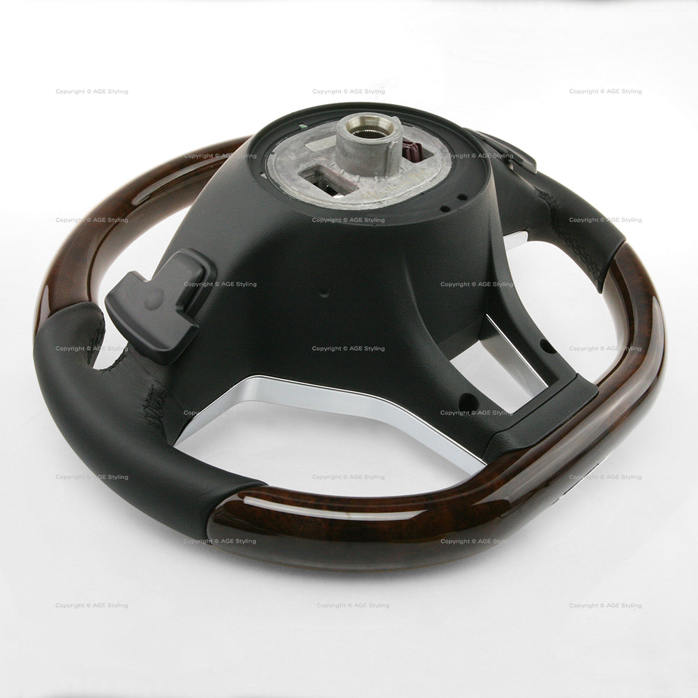 13-16 Mercedes-Benz SL400 SL500 SL550 SL63 SL65 Walnut Wood Black Leather Steering Wheel # 231-460-22-03-9E38