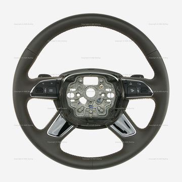 11-18 Audi A8 S8 DSG Brown Leather Steering Wheel # 4H0-419-091-AM-INW