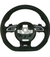 14-18 Audi RS6 Suede flat bottom Steering Wheel Blue Stitching INDIVIDUAL # 4G0-419-091-BM