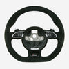 14-18 Audi RS6 Suede flat bottom Steering Wheel Blue Stitching INDIVIDUAL # 4G0-419-091-BM