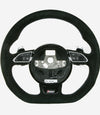 14-18 Audi RS6 Suede flat bottom Steering Wheel Blue Stitching INDIVIDUAL # 4G0-419-091-BM