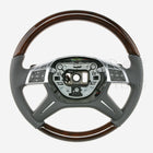 12-15 Mercedes-Benz ML250 ML350 ML550 Walnut Wood Gray Leather Steering Wheel # 166-460-94-03-7J14