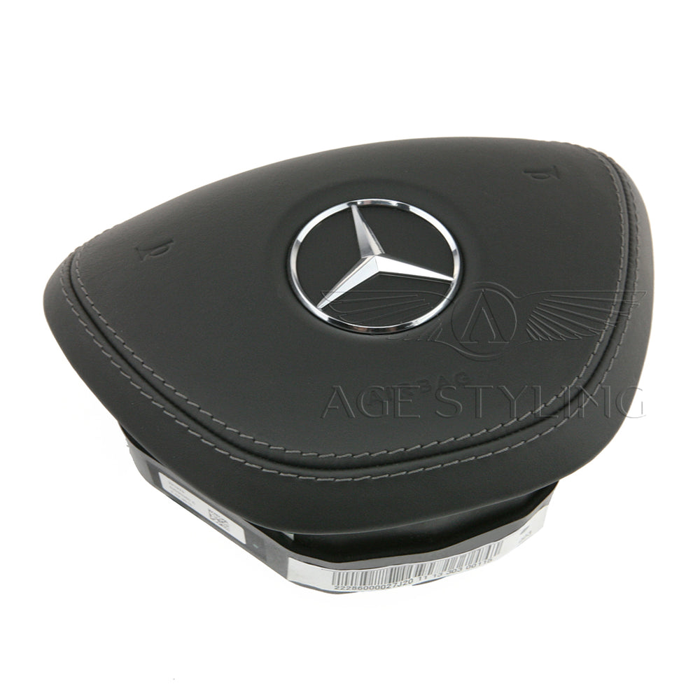 14-17 Mercedes-Benz S550 S600 S63 S65 AMG Driver Airbag Black Leather # 222-860-00-02-7J20