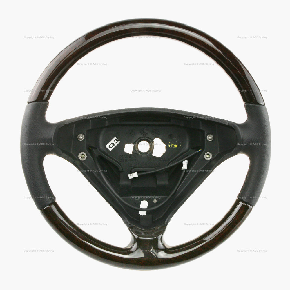 05-11 Mercedes-Benz SLK280 SLK300 SLK350 SLK55 Wood & Leather Steering Wheel # 171-460-08-03-9E37