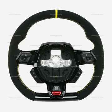 15-24 Lamborghini Huracan STO Black Suede Yellow Top Steering Wheel # 4T0-419-091-YE