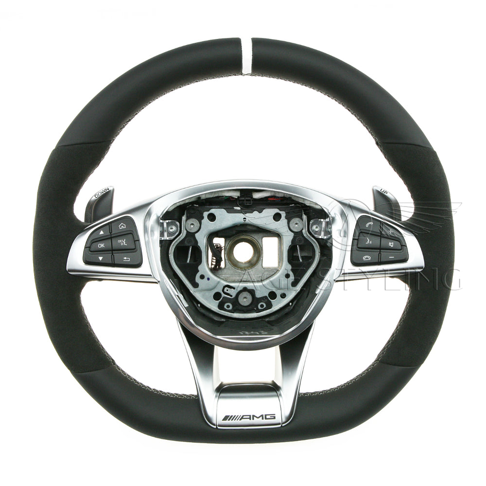 15-18 Mercedes-Benz C63 AMG C43 C300 C400 C450 Flat Bottom Steering Wheel # 205-460-26-03-1B81