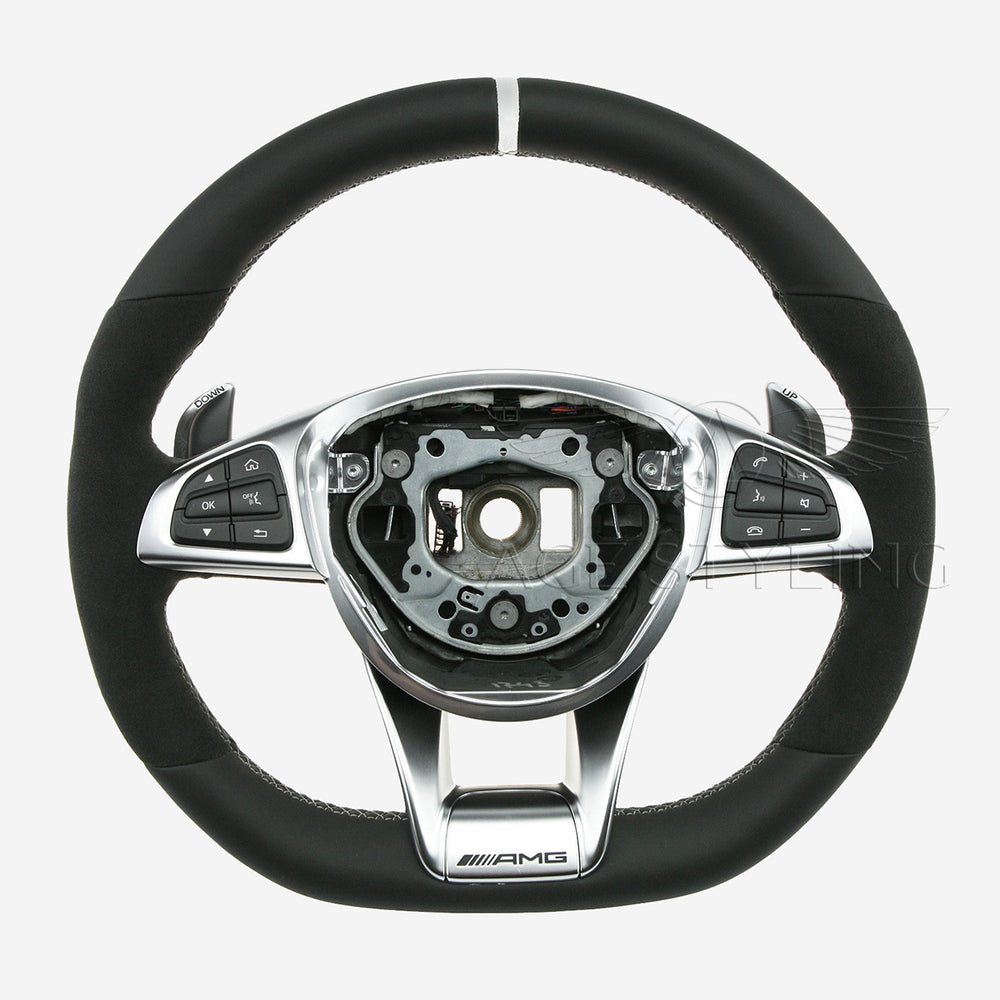 15-18 Mercedes-Benz C63 AMG C43 C300 C400 C450 Flat Bottom Steering Wheel # 205-460-26-03-1B81