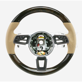 15-24 Porsche Macan Walnut Wood Luxor Leather Steering Wheel # 95B-419-091-AM-9J9