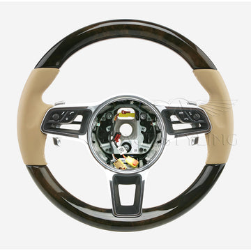 15-24 Porsche Macan Walnut Wood Luxor Leather Steering Wheel # 95B-419-091-AM-9J9