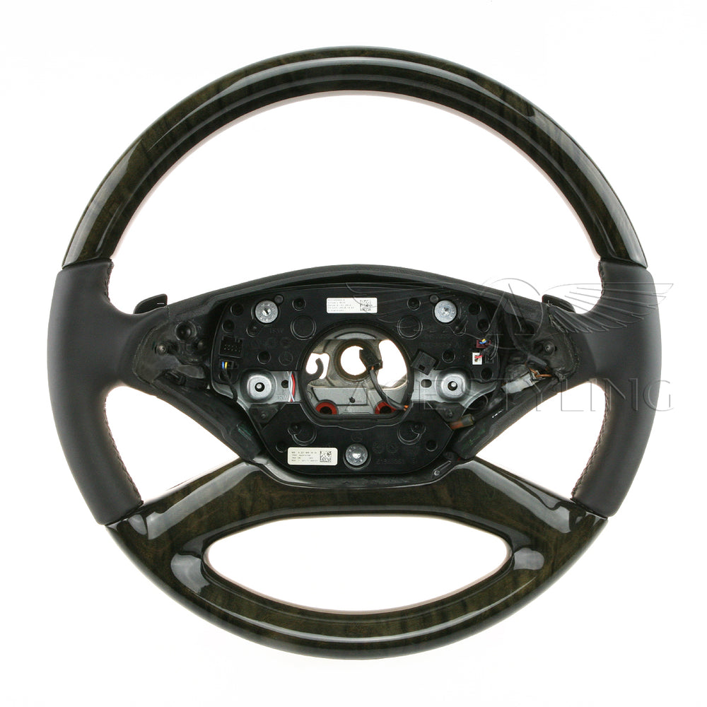 09-14 Mercedes-Benz S350 S400 S550 S600 Black Ash Wood Steering Wheel # 221-460-00-18-9E38
