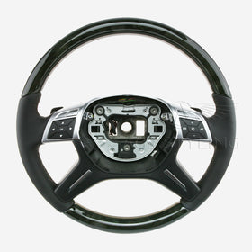 14-18 Mercedes-Benz GL350 GL450 GL660 GL63 ML350 ML550 ML63 Poplar Anthracite Wood Leather Steering Wheel # 166-460-93-03-9E38, A 166 460 93 03 9E38, 16646093039E38, 166-460-05-03-9E38, A 166 460 05 03 9E38, 16646005039E38