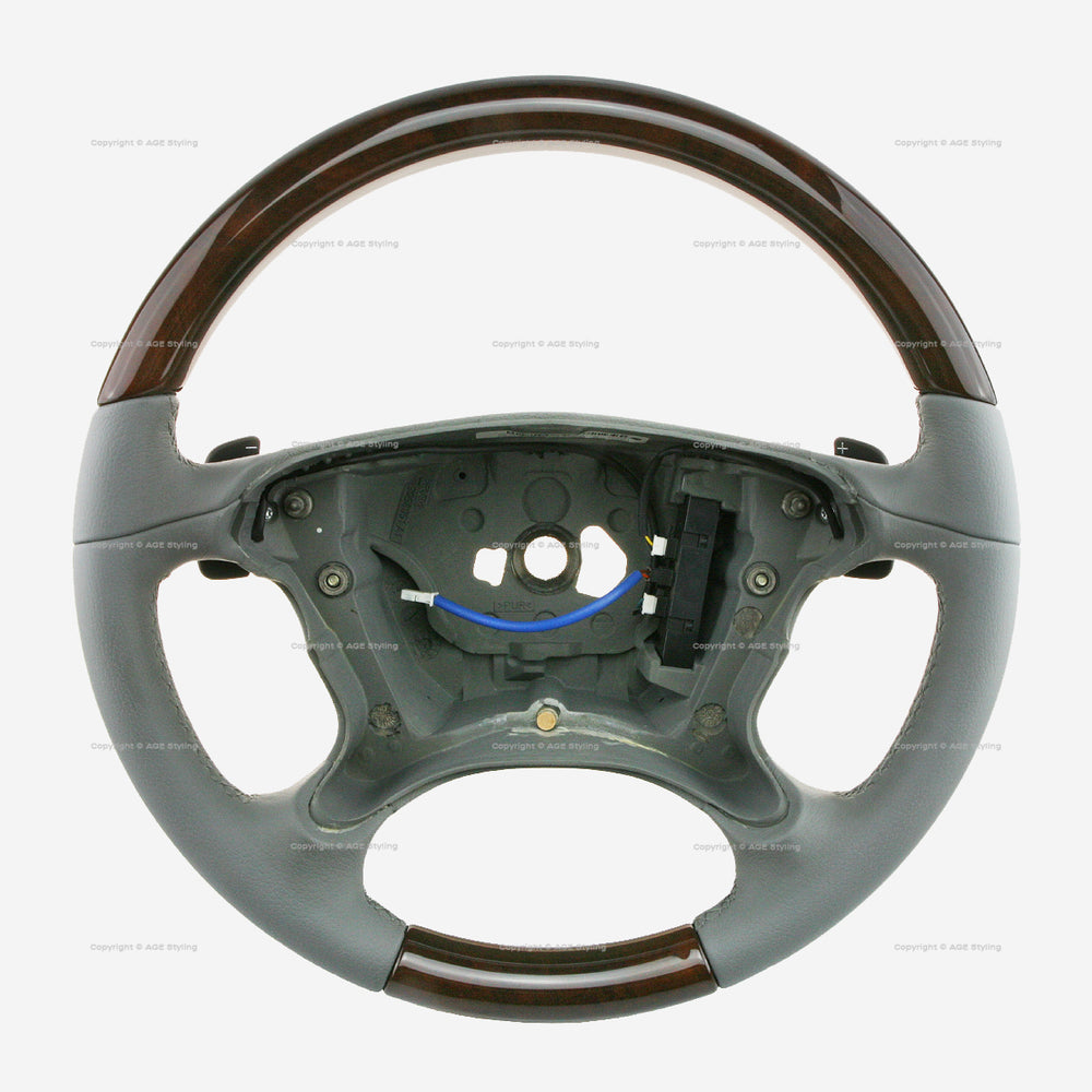 03-09 Mercedes-Benz SL500 SL600 SL63 SL65 Walnut Wood Alpaca Grey Leather Steering Wheel # 230-460-96-03-7F07